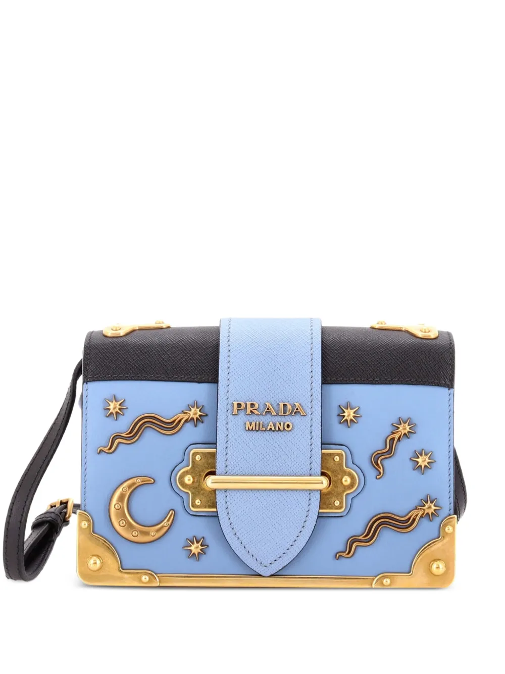 Prada Pre-Owned Cahier Embellished Leather Small crossbody bag - Blu