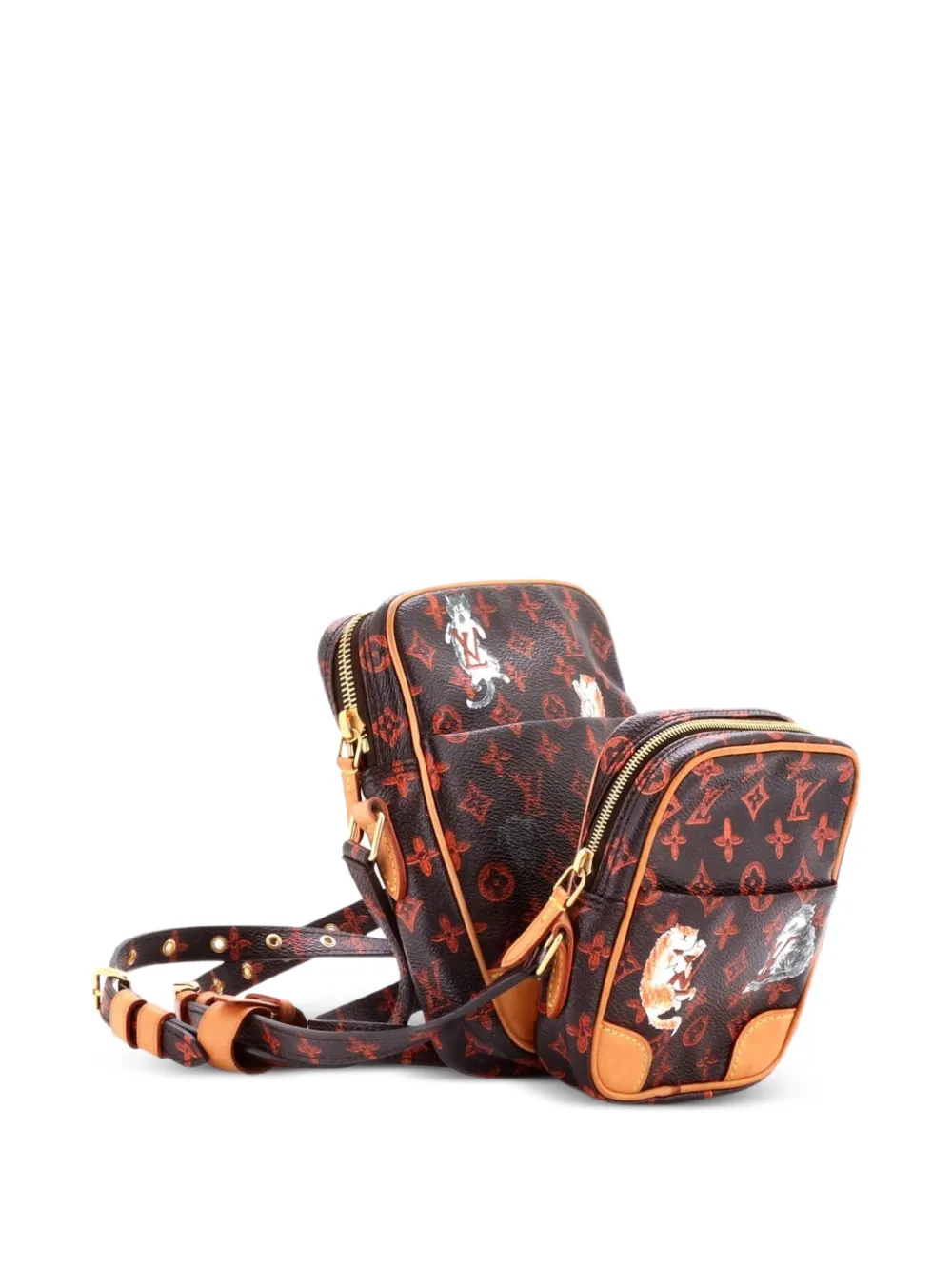 Louis Vuitton Pre-Owned Paname Bag Set Limited Edition Grace Coddington Catogram Canvas crossbody bag - Marrone