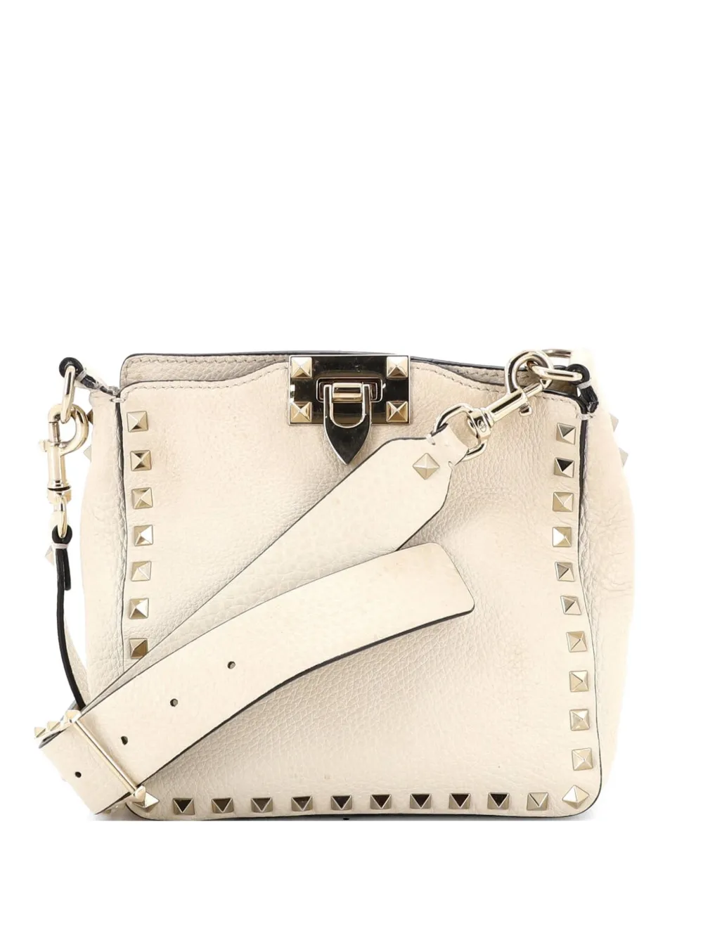 Valentino Garavani Pre-Owned Rockstud Flip Lock Messenger Bag Leather Mini crossbody bag - Bianco