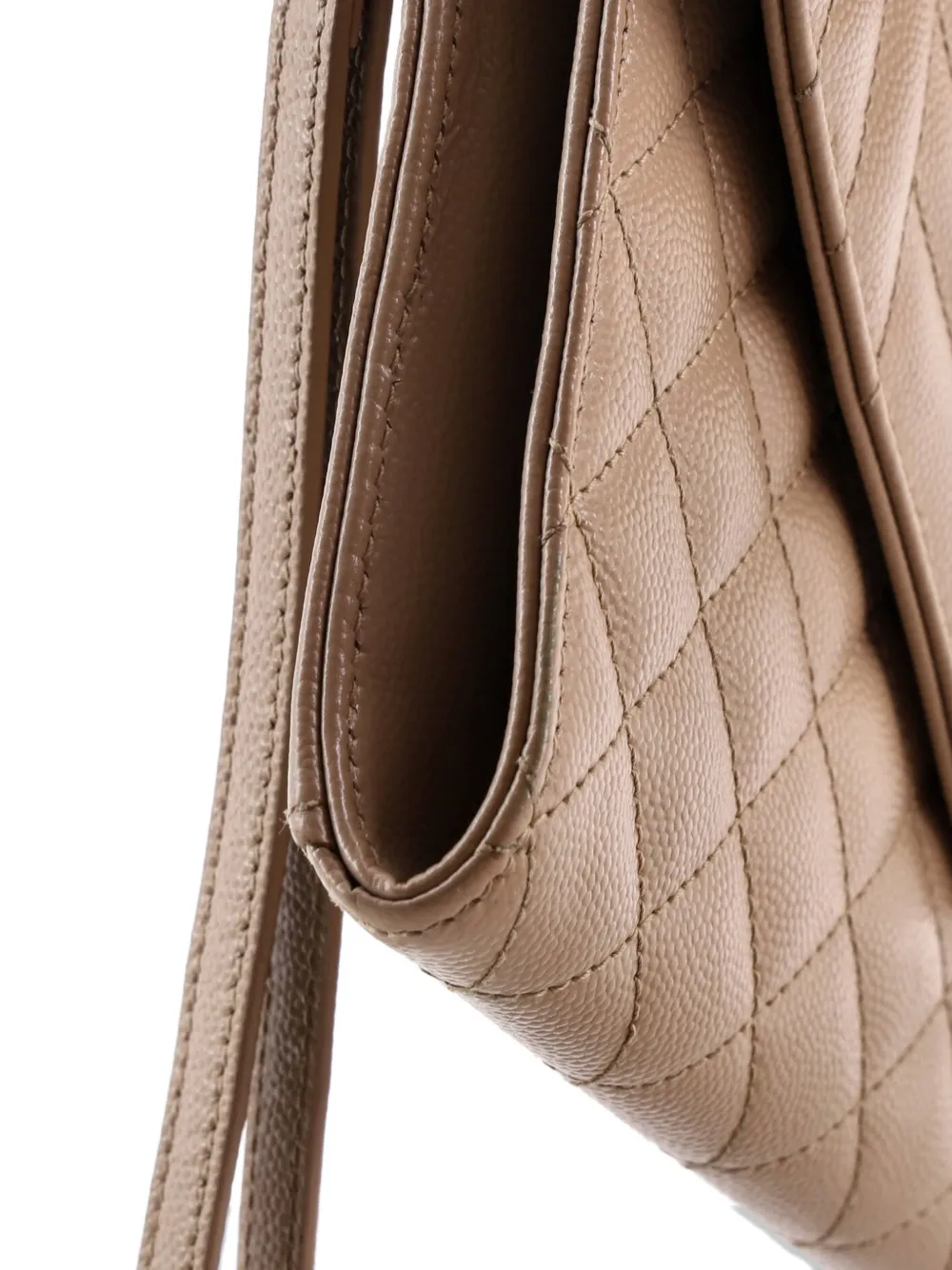  Saint Laurent Pre-owned Classic Monogram Envelope Wristlet Mixed Matelasse Leather Clutch Bag - Neutrals 