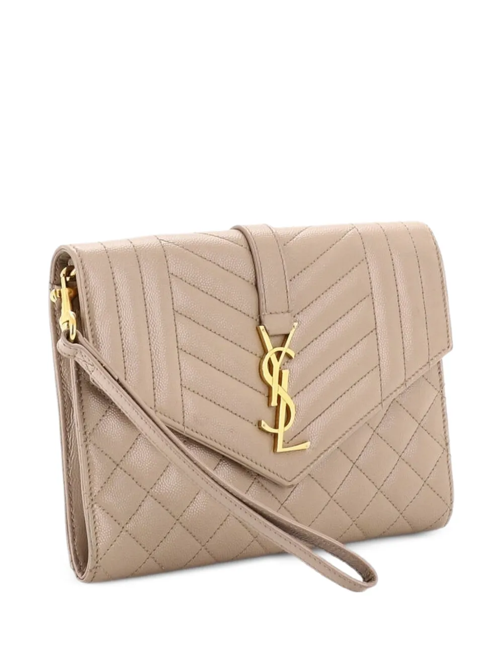 Saint Laurent Pre-Owned Classic Monogram Envelope Wristlet Mixed Matelasse Leather clutch bag - Toni neutri