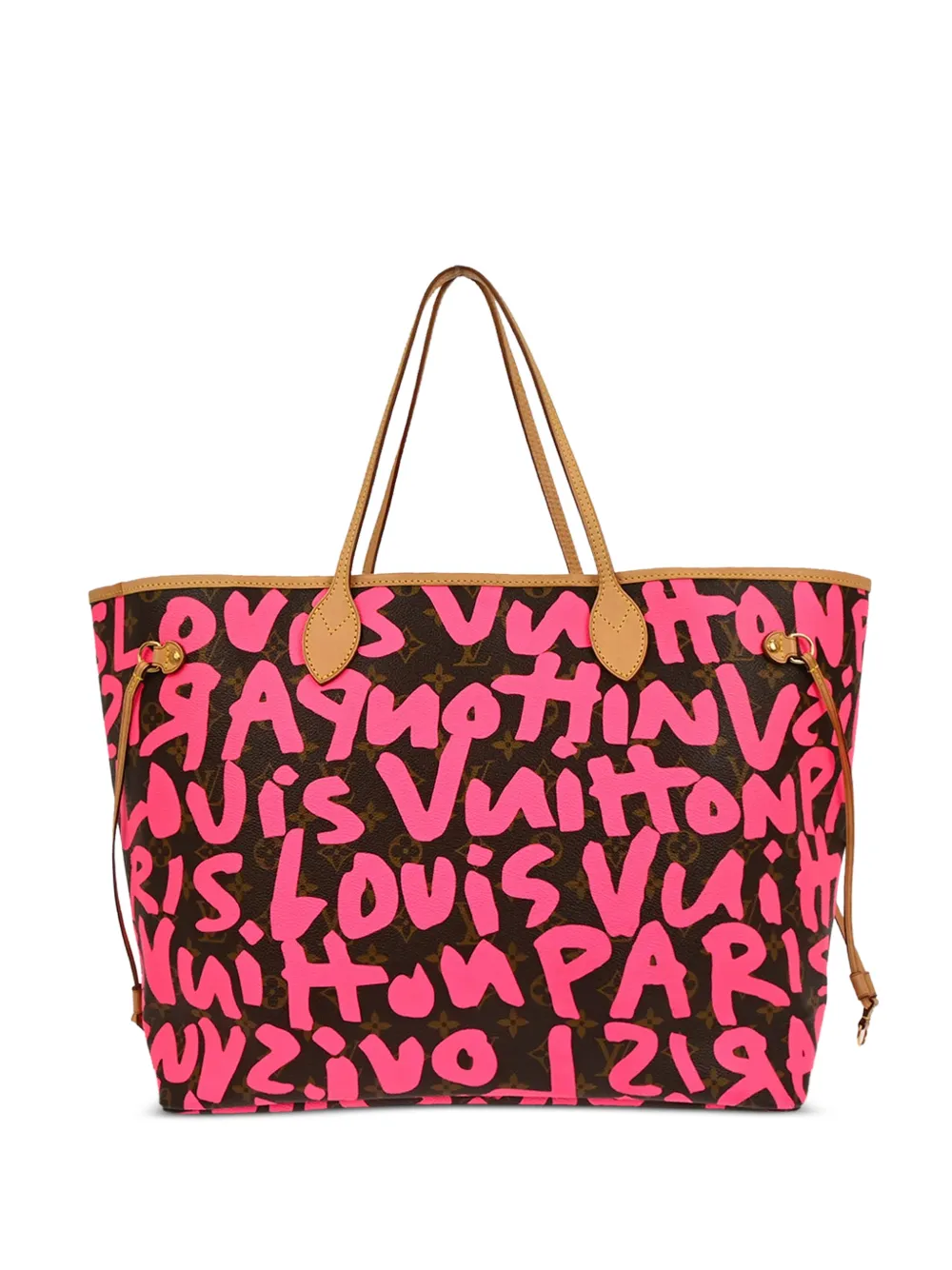Louis Vuitton 2009 Graffiti-Tote Bag mit Monogramm in Rosa Monogram-Leder