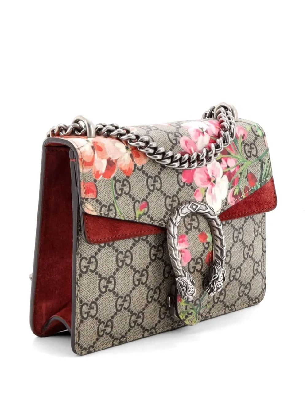  Gucci Pre-owned Dionysus Bag Blooms Print Gg Coated Canvas Mini Shoulder Bag - Red 