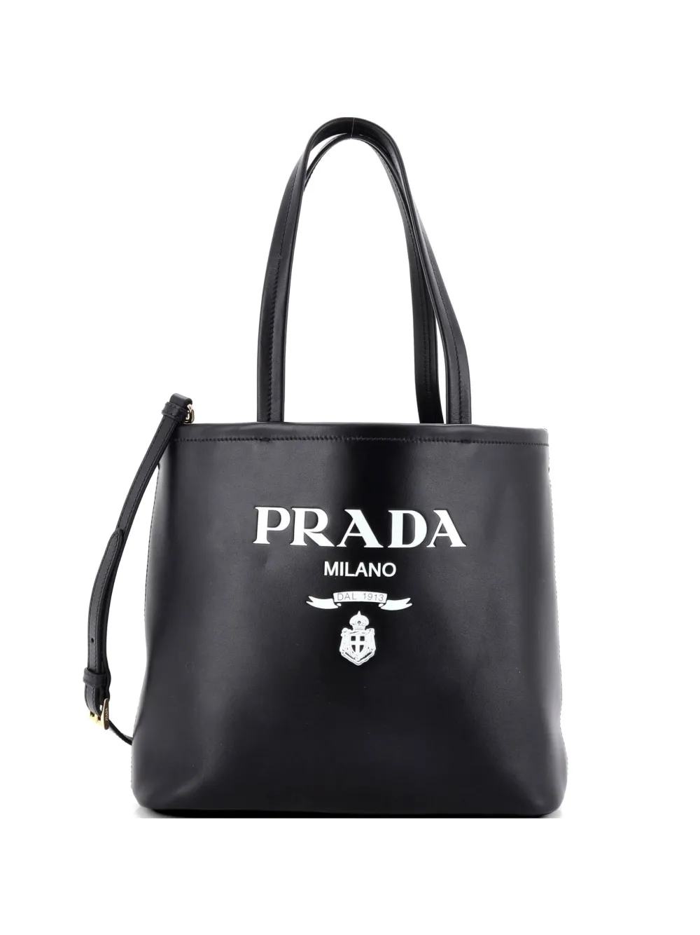 Prada Pre-Owned Logo Convertible Open Leather Small tote bag - Nero