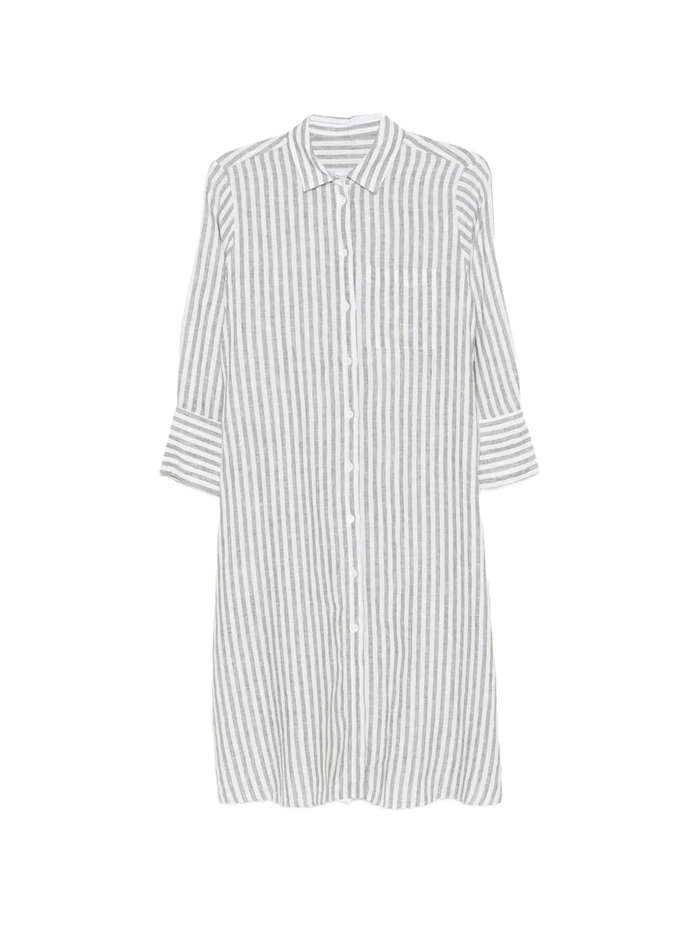 Robert Friedman striped midi shirt dress - White