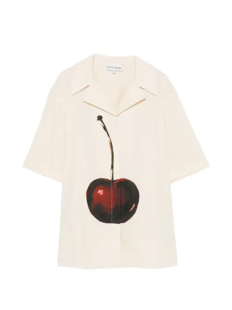 Stine Goya cherry-print pinstriped shirt