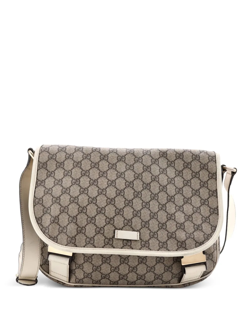 Gucci Pre-Owned Double Buckle Messenger Bag GG Coated Canvas Medium crossbody bag - Bianco