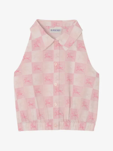 Burberry Kids قميص قطن بنقش شطرنج