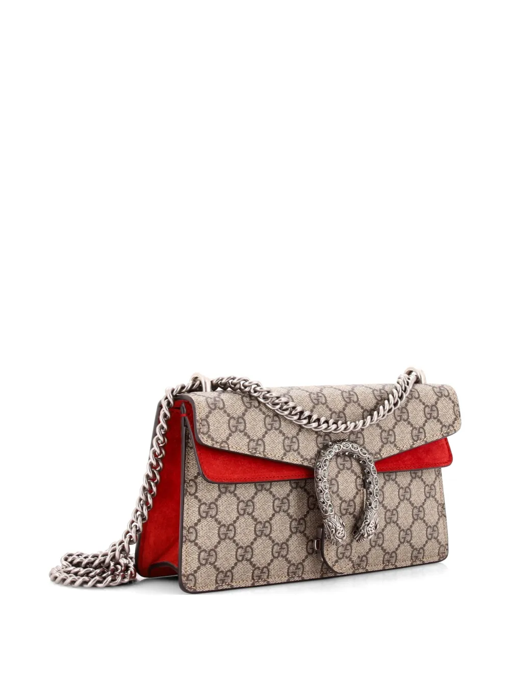  Gucci Pre-owned Dionysus Bag Gg Coated Canvas With Crystal Embellished Metal Small Shoulder Bag - Brown 