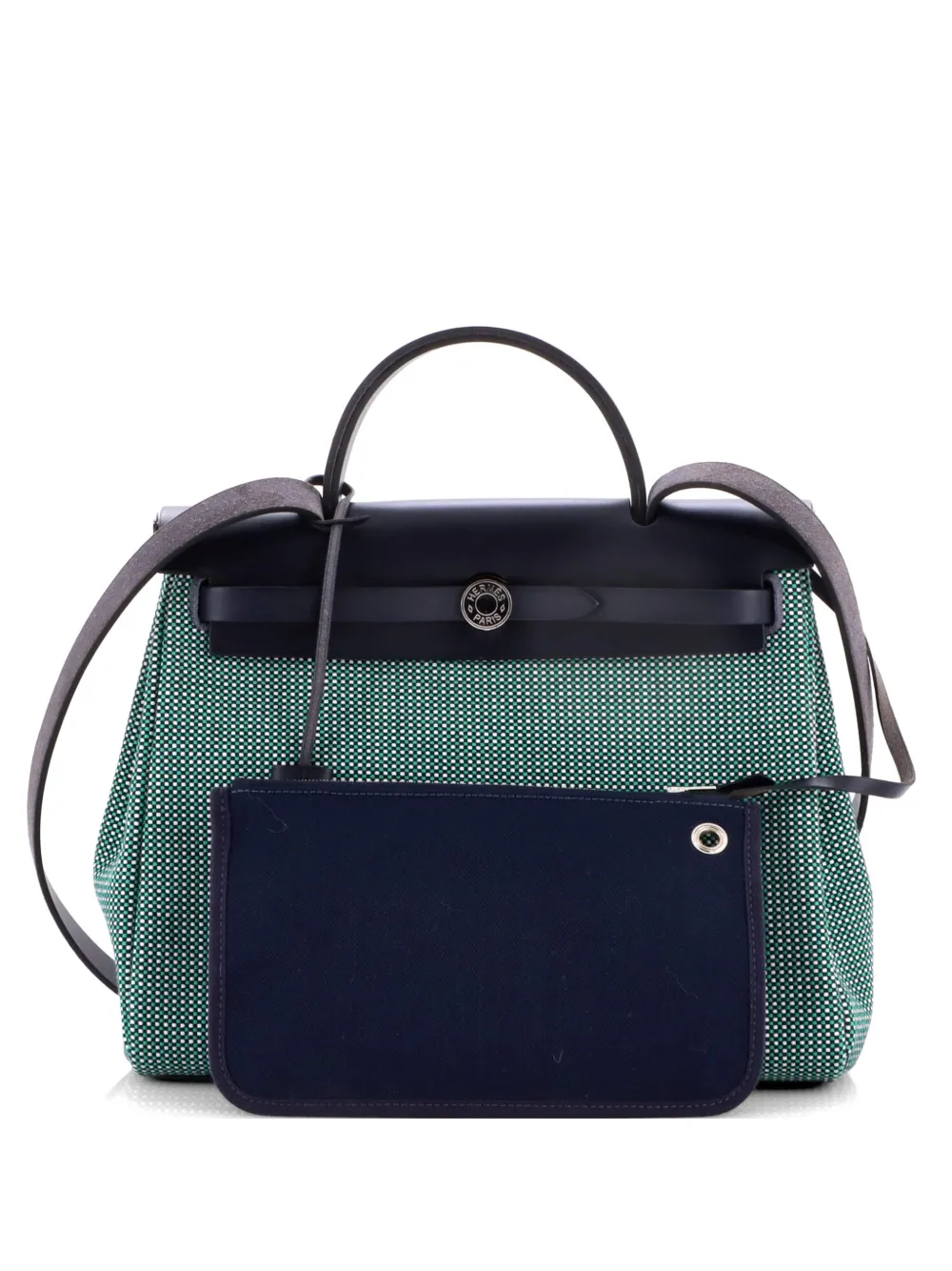 Hermès Pre-Owned Herbag Zip Criss Viking Toile and Leather 31 shoulder bag - Blu