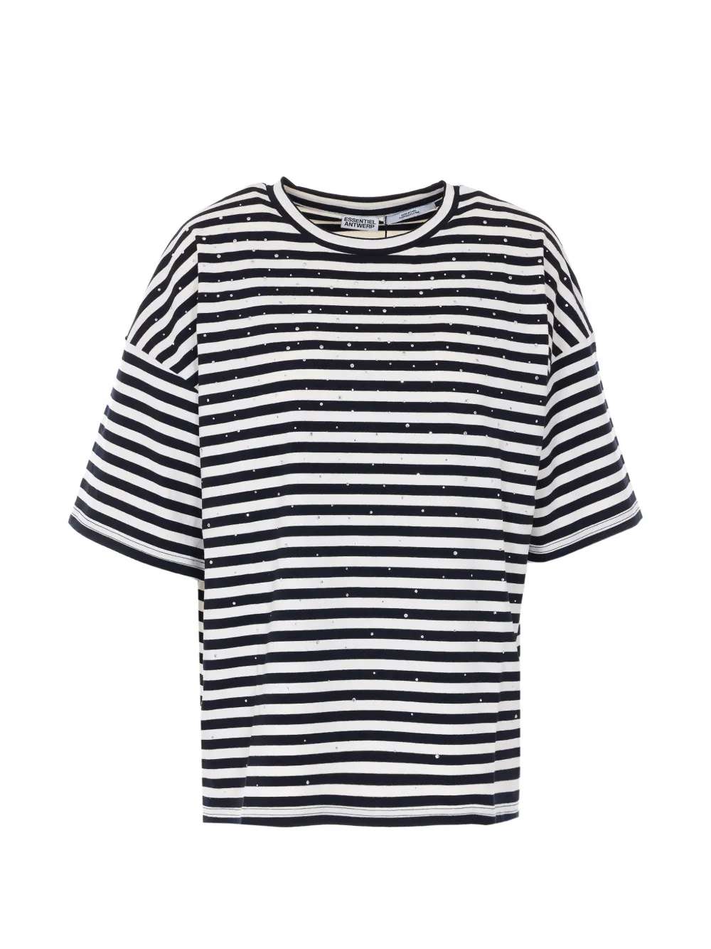 Essentiel Antwerp striped strass T-shirt - Nero