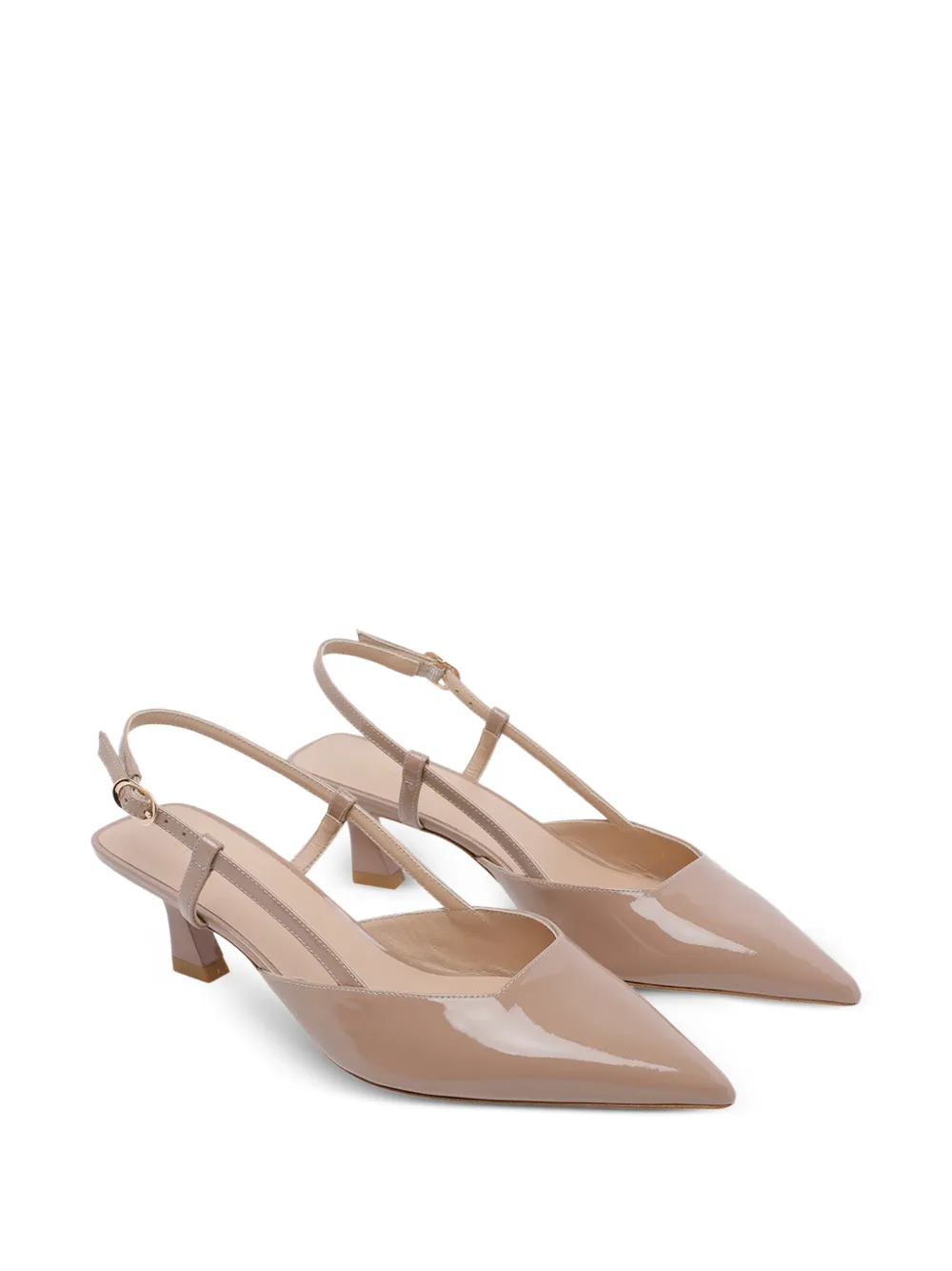 Stuart Weitzman Vinnie 50 Buckle Leather Pumps - Neutrals 