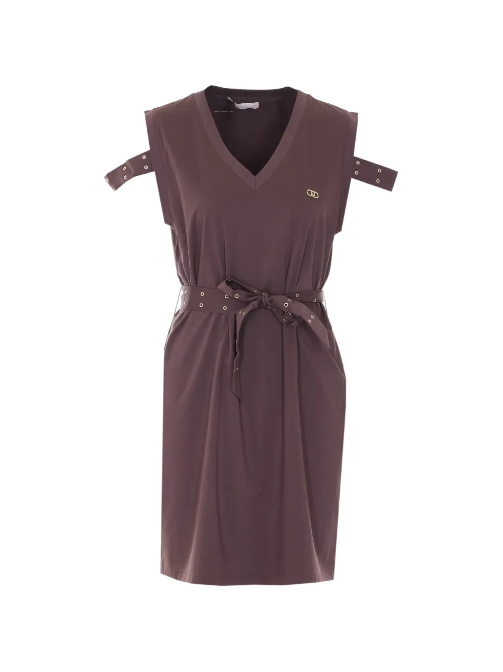 LIU JO V-neck belt dress - Marrone