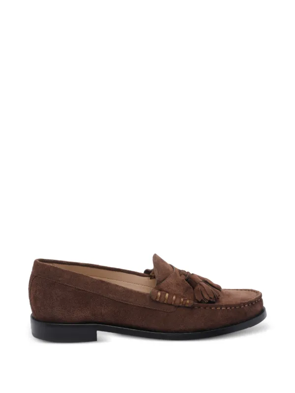 Stuart Weitzman Tassel Round Toe Loafers in Brown