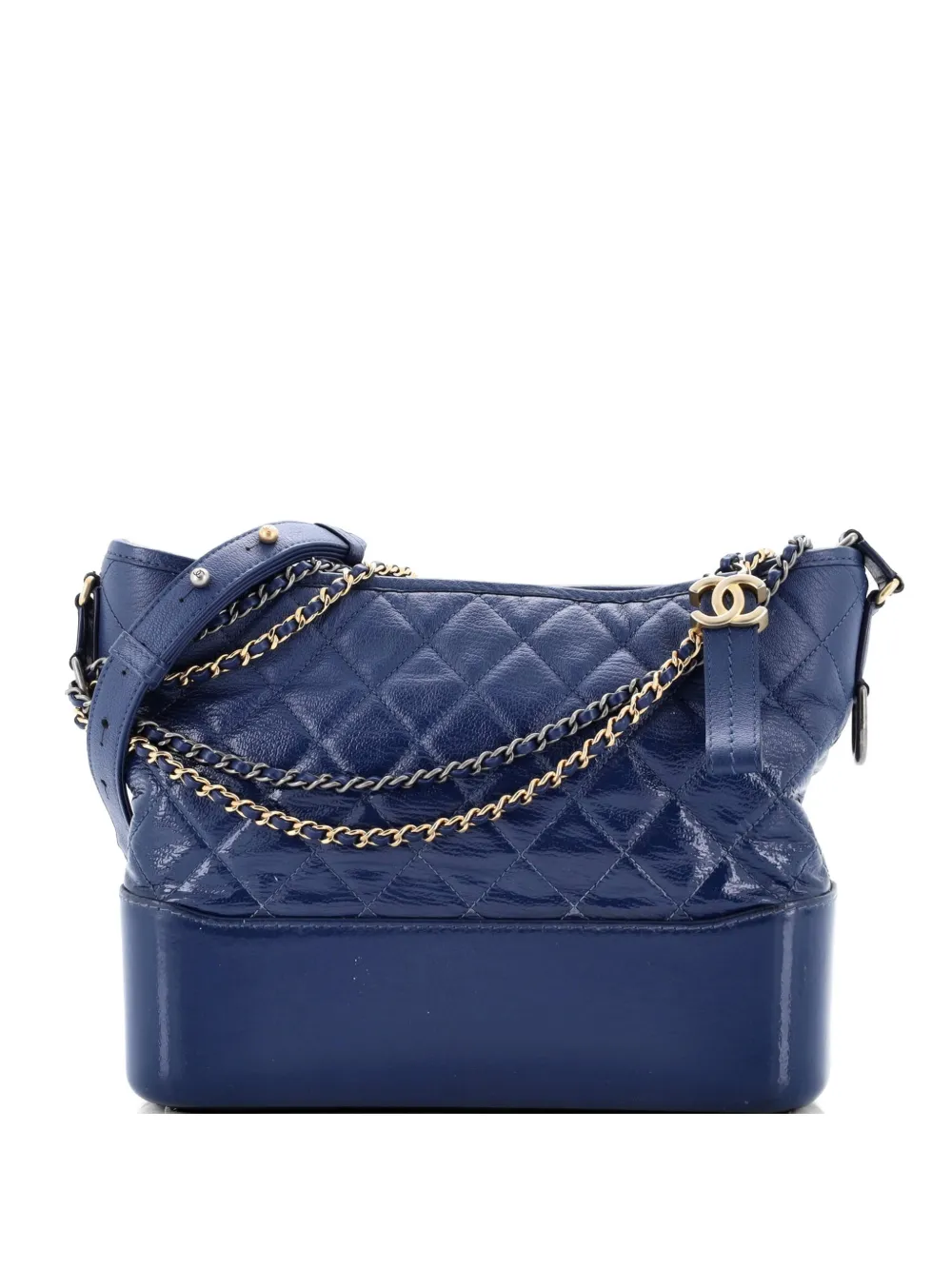 CHANEL Pre-Owned Gabrielle Quilted Goatskin and Patent Medium hobo bag - Blu