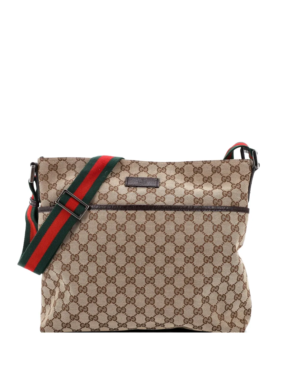 Gucci Pre-Owned Front Pocket Web Messenger GG Canvas Medium crossbody bag - Marrone