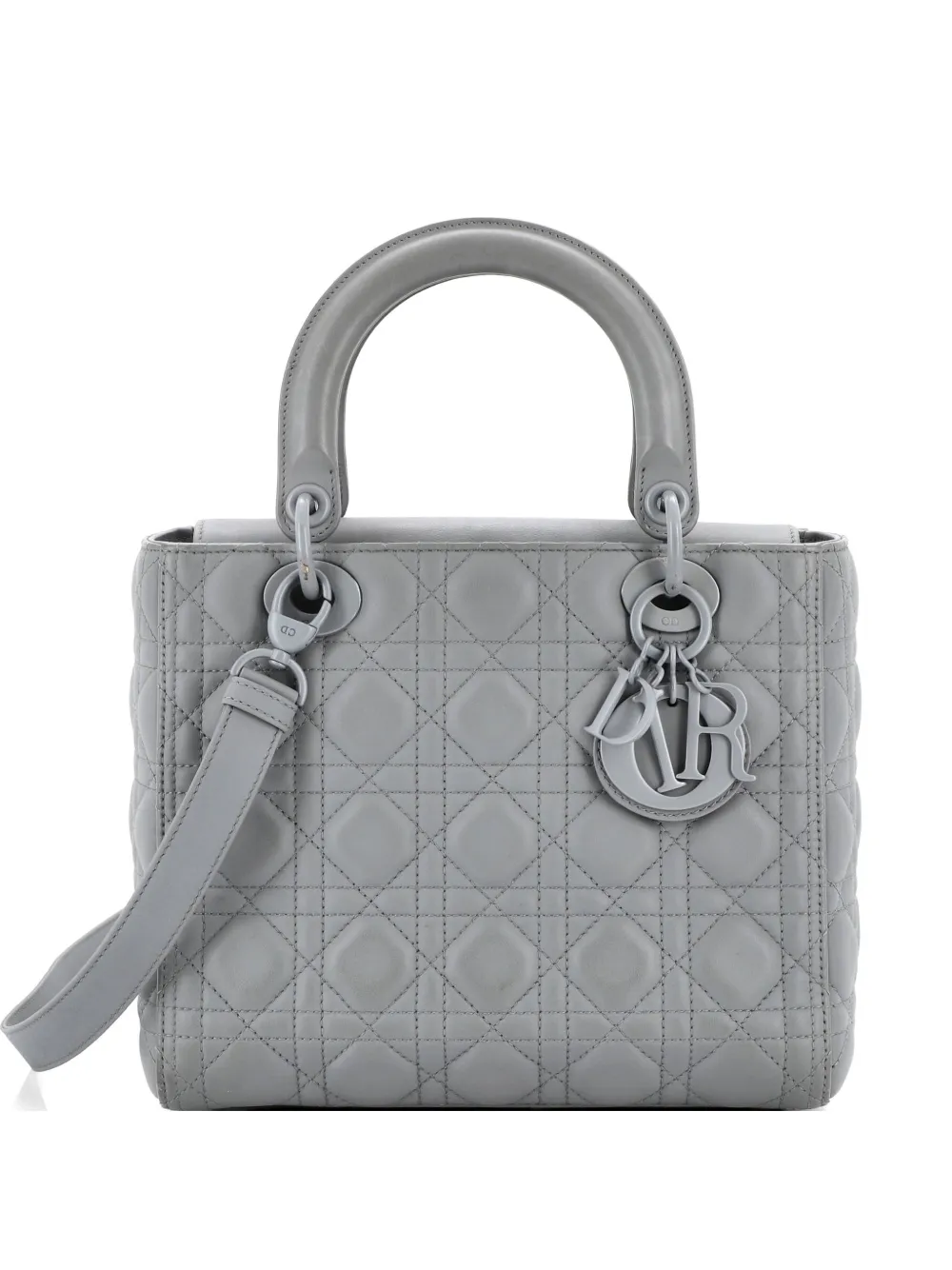 Christian Dior Pre-Owned Ultra Matte Lady Dior Bag Cannage Quilt Calfskin Medium satchel - Grey