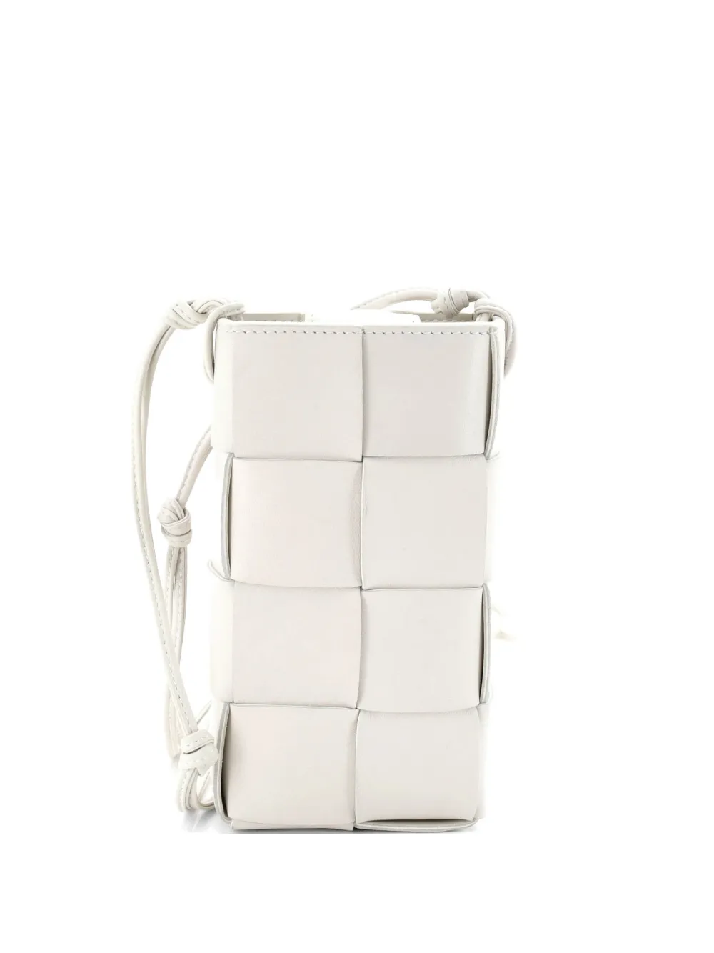 Bottega Veneta Pre-Owned Cassette Phone Holder Maxi Intrecciato Leather crossbody bag - White