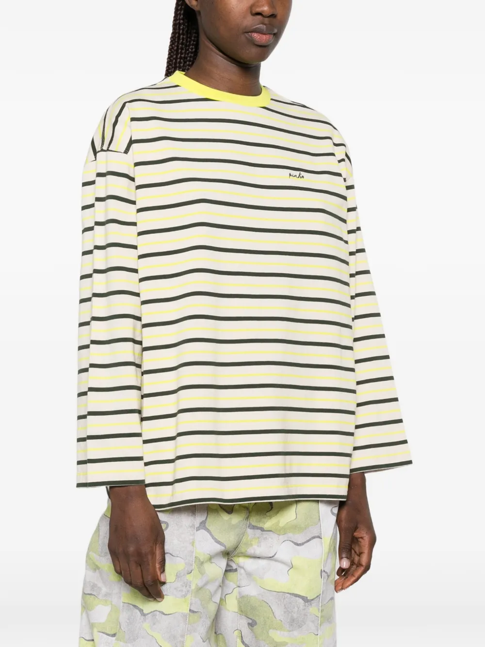  Pinko Jersey De Rayas De Algodón - Neutro 