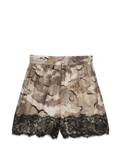 PINKO lace-trim camouflage-print shorts
