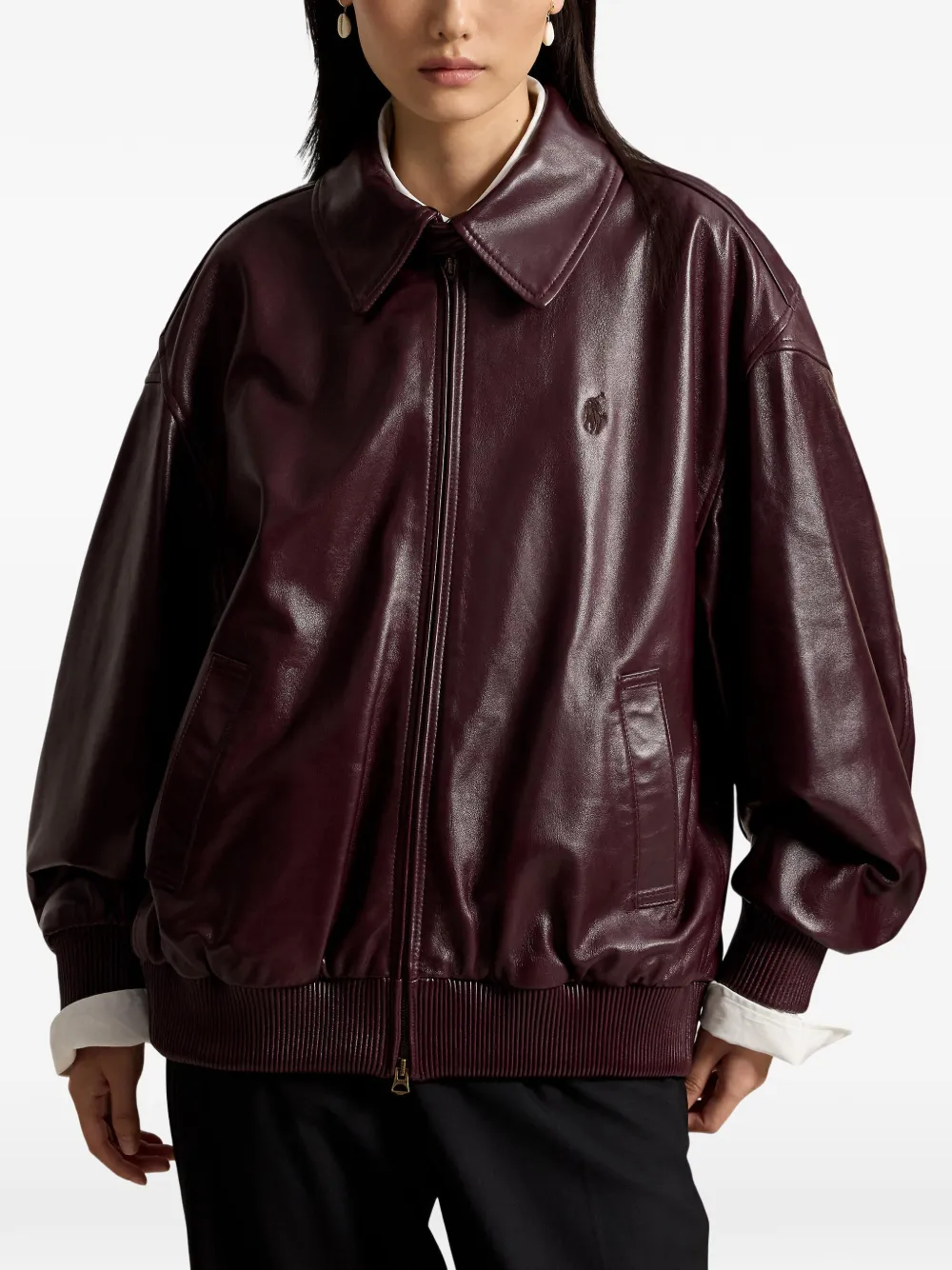 Polo Ralph Lauren Leren jack met rits Rood