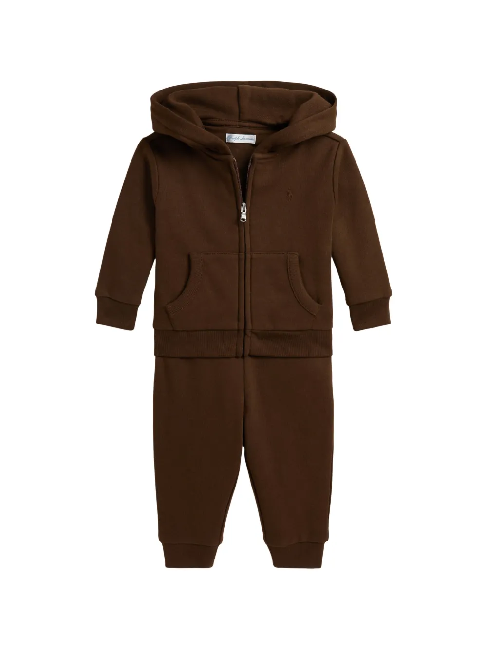 POLO RALPH LAUREN KIDS Set felpa Pony con zip - Marrone