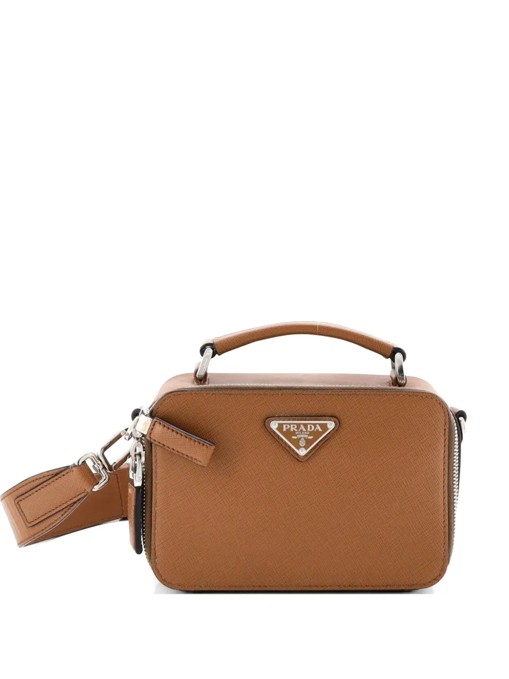 Prada Pre-Owned Brique Saffiano Leather Mini crossbody bag - Marrone