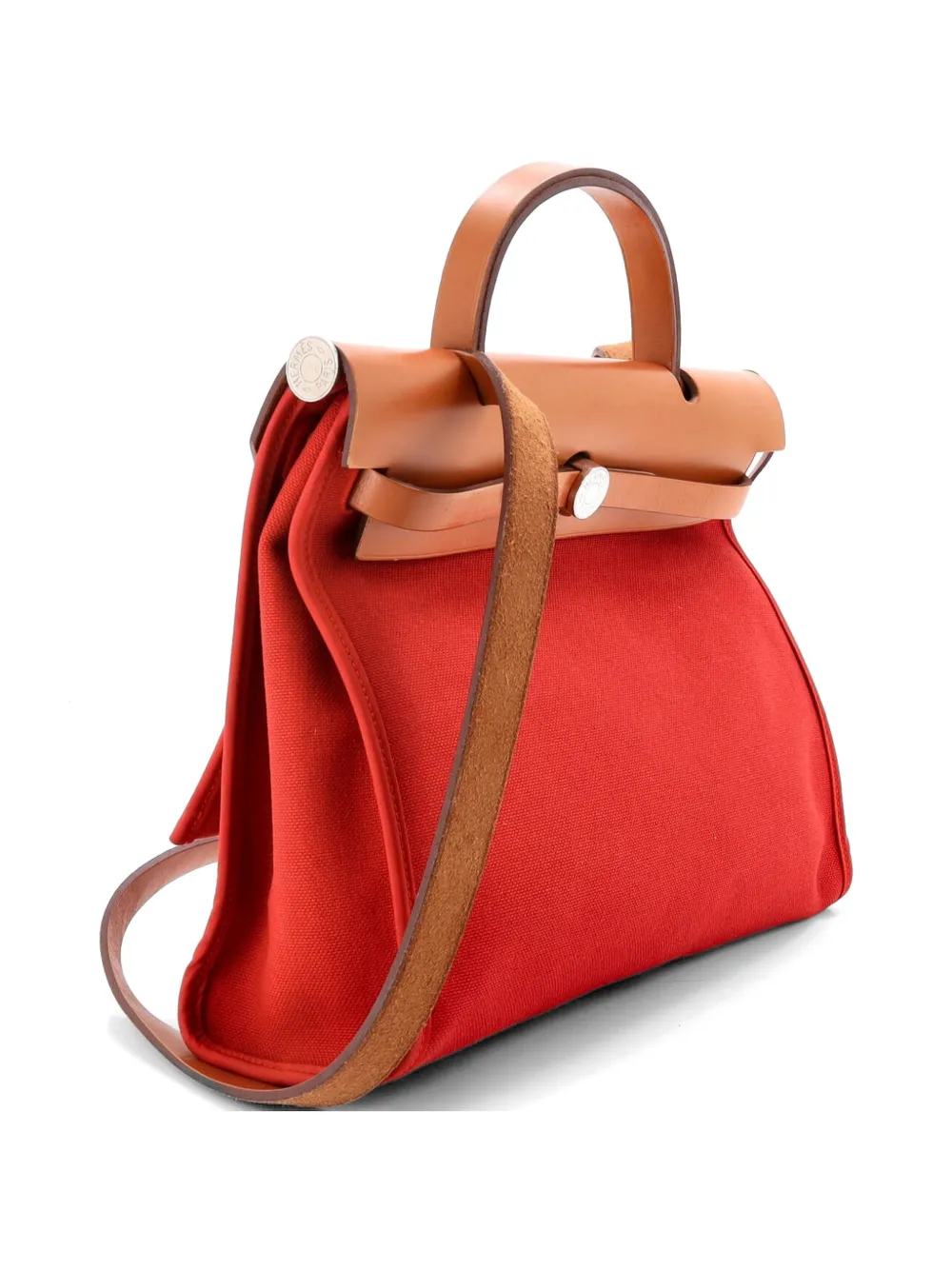 Hermès Pre-Owned Herbag Zip Leather and Toile 31 shoulder bag - Rosso