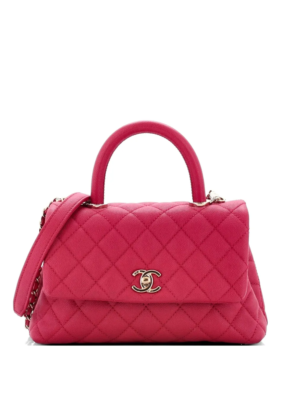 CHANEL Pre-Owned Coco Top Handle Bag Quilted Caviar Mini satchel - Pink