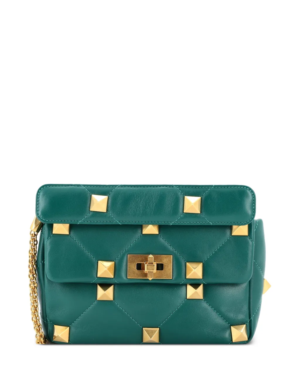 Valentino Garavani Pre-Owned Roman Stud Flap Bag Quilted Leather Medium crossbody bag - Verde