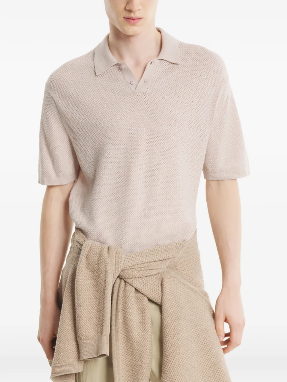 Maison Kitsuné Gebreid poloshirt Beige