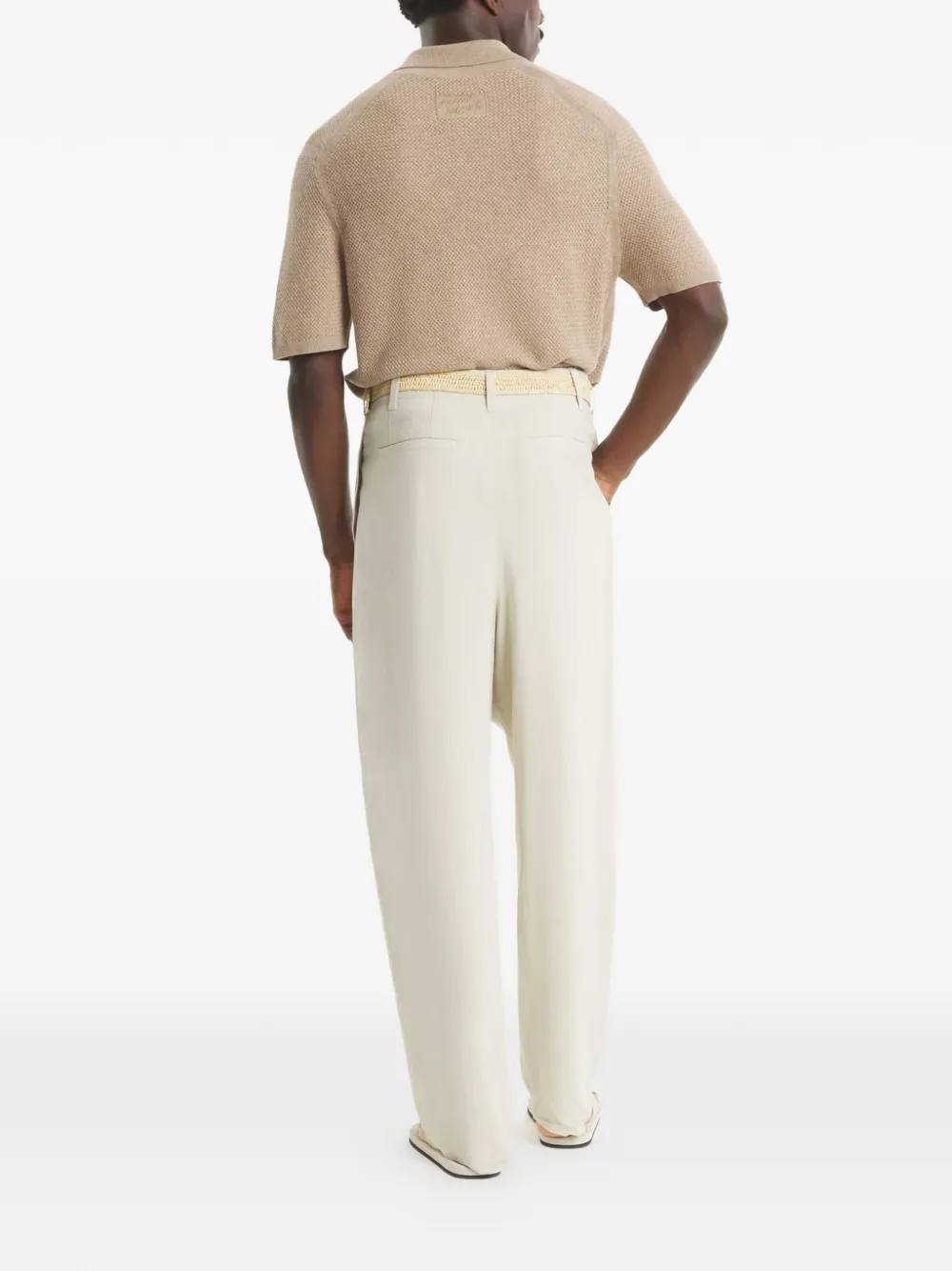 Maison Kitsuné Gebreid poloshirt met korte mouwen en textuur Beige