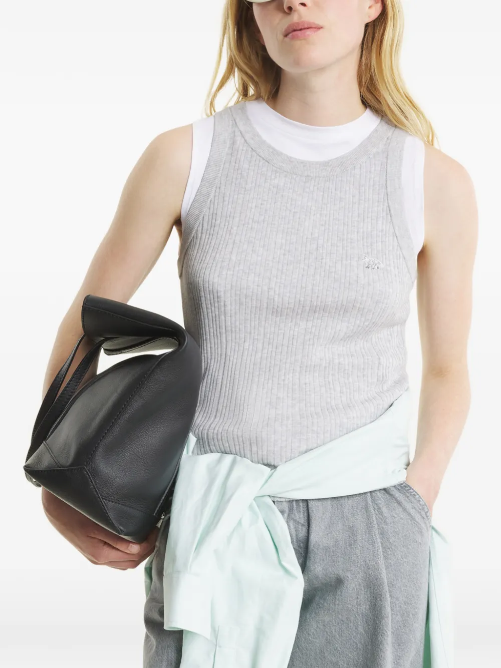 Maison Kitsuné Baby Fox geribbelde tanktop Grijs