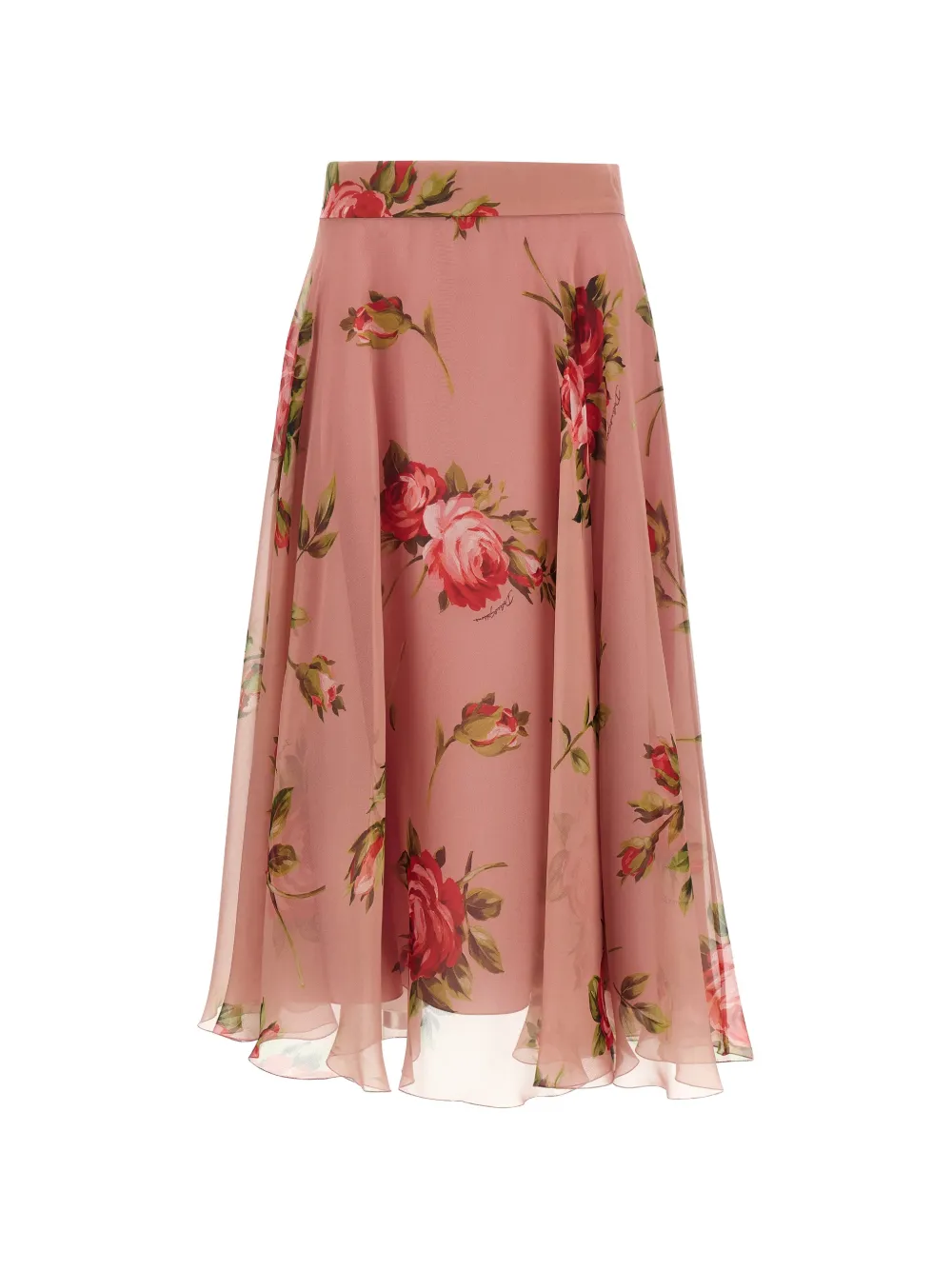 Dolce & Gabbana rose-print chiffon midi skirt - Rosa