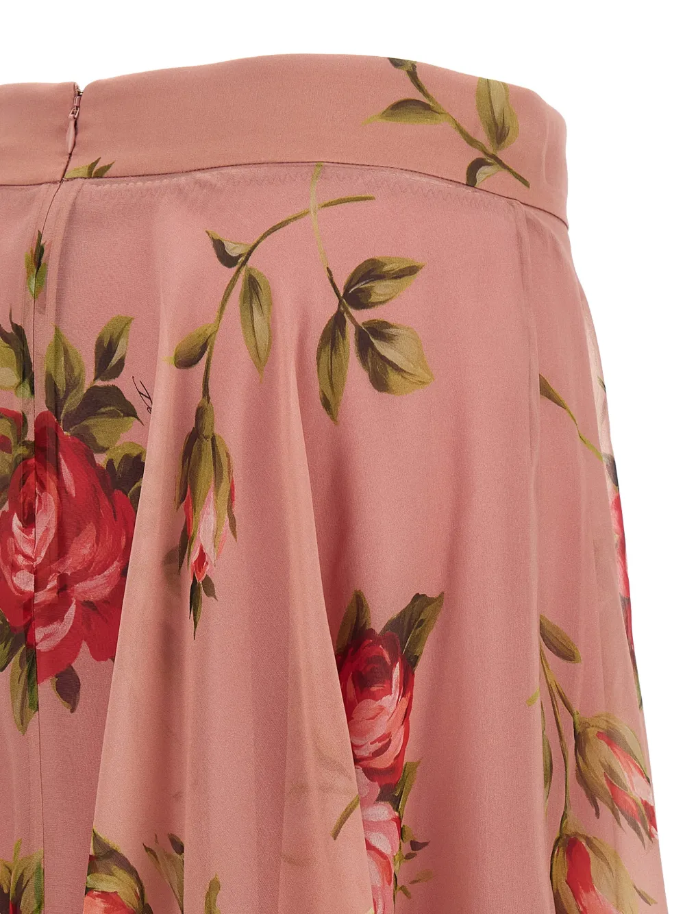 Dolce & Gabbana Chiffon midi-rok met roosprint Roze