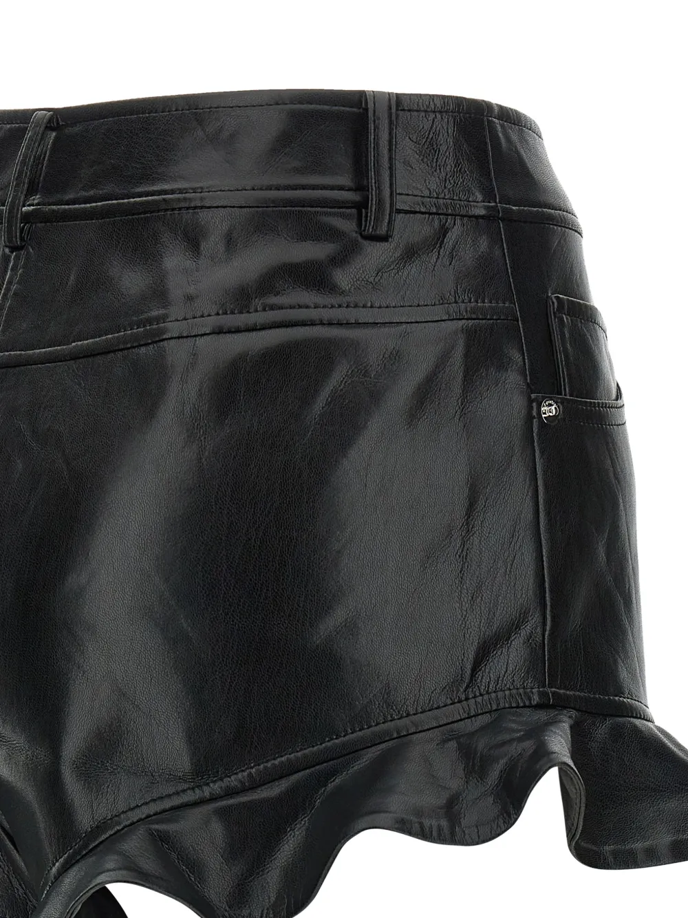 Self-Portrait Shorts met vijf zakken en ruches Zwart
