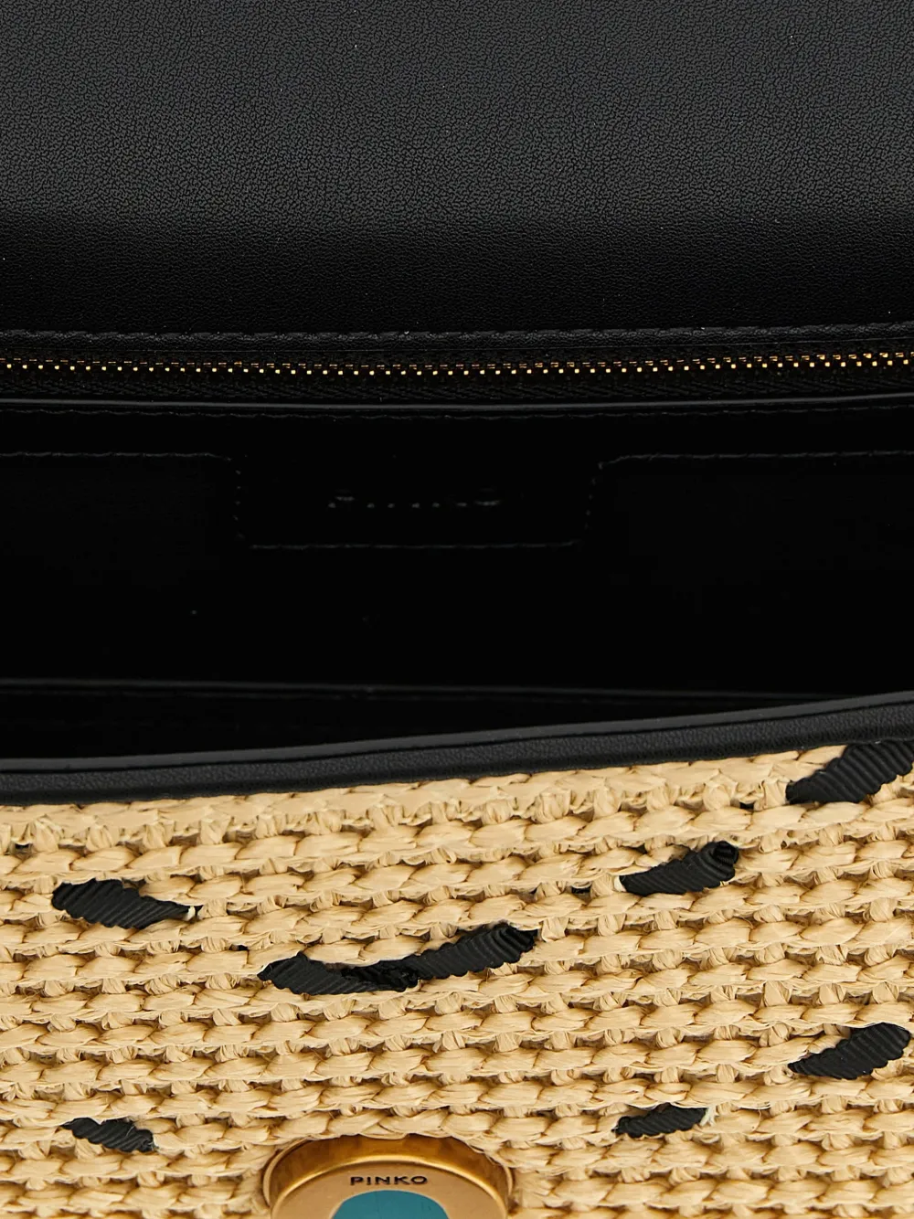 PINKO Love One Light raffia kleine crossbodytas met chevron streep Beige