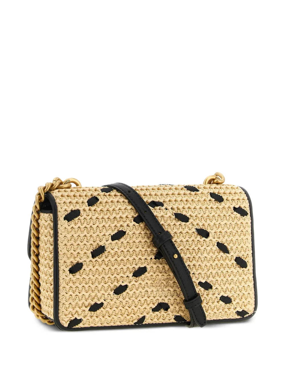  Pinko Love One Light Chevron Raffia Small Crossbody Bag - Neutrals 