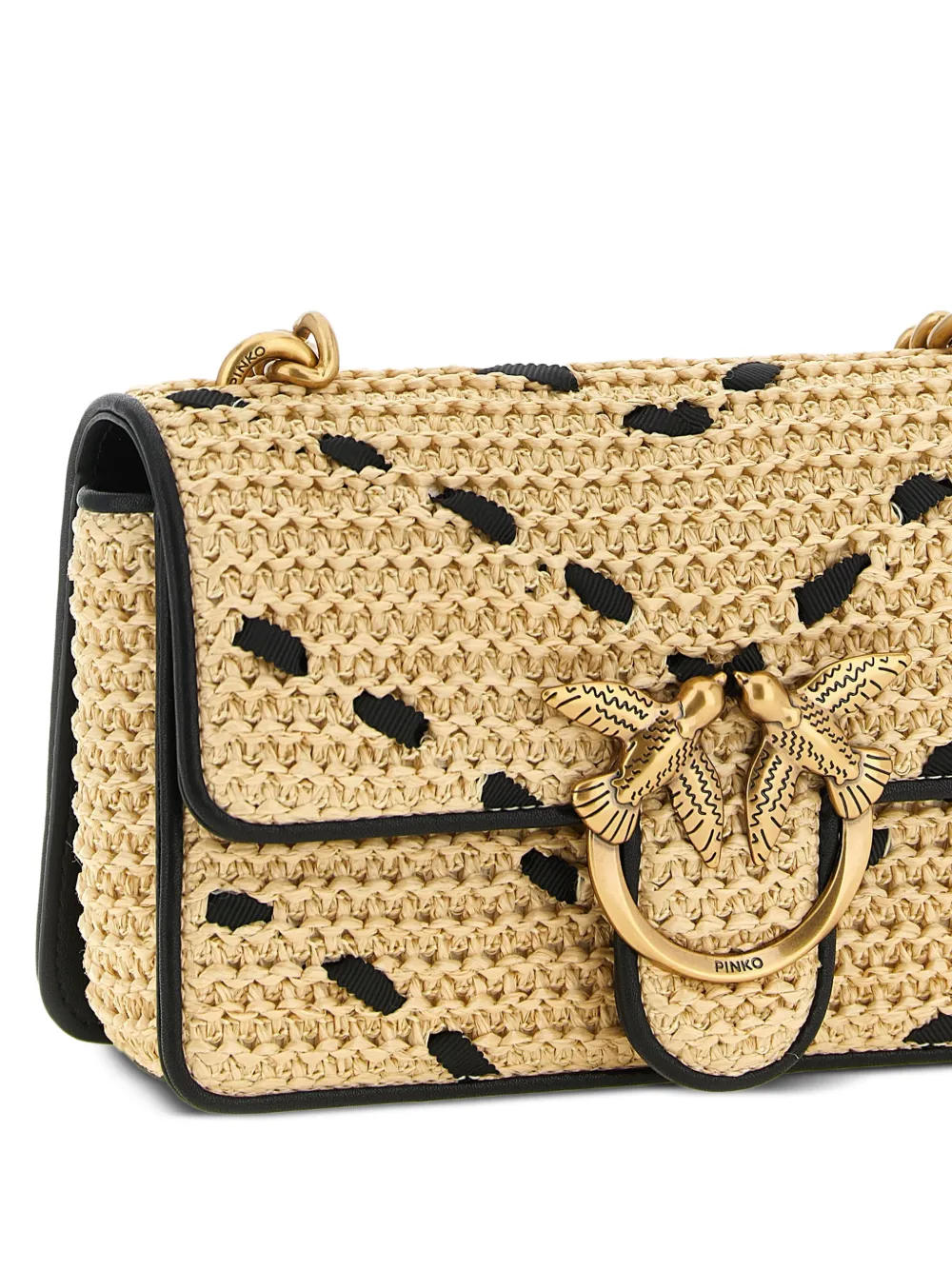  Pinko Love One Light Chevron Raffia Small Crossbody Bag - Neutrals 