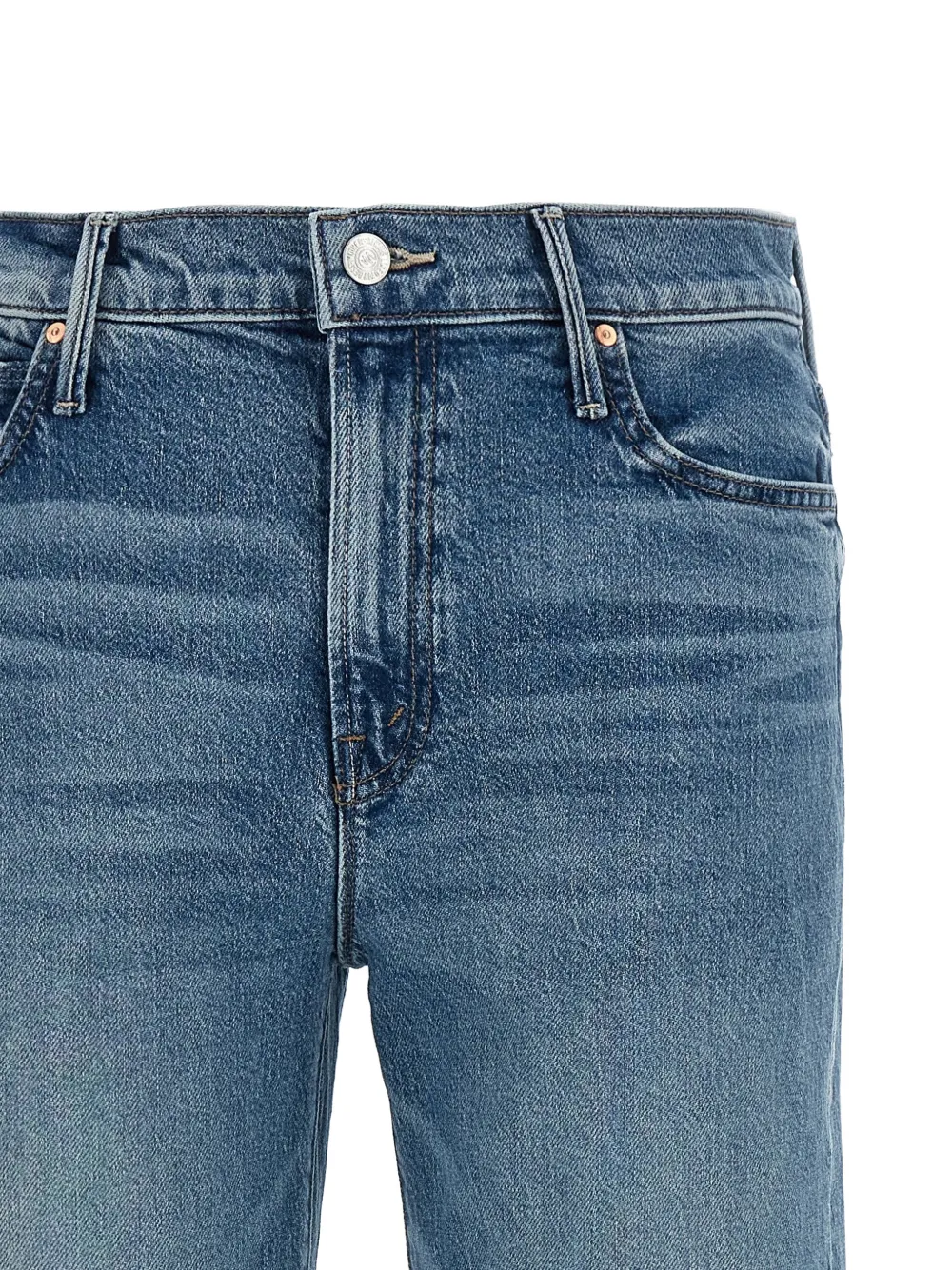  Mother The Kick It Ankle Contrast Stitching Jeans - Blue 