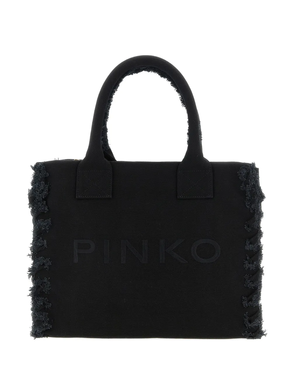 PINKO frayed lettering medium tote bag - Nero