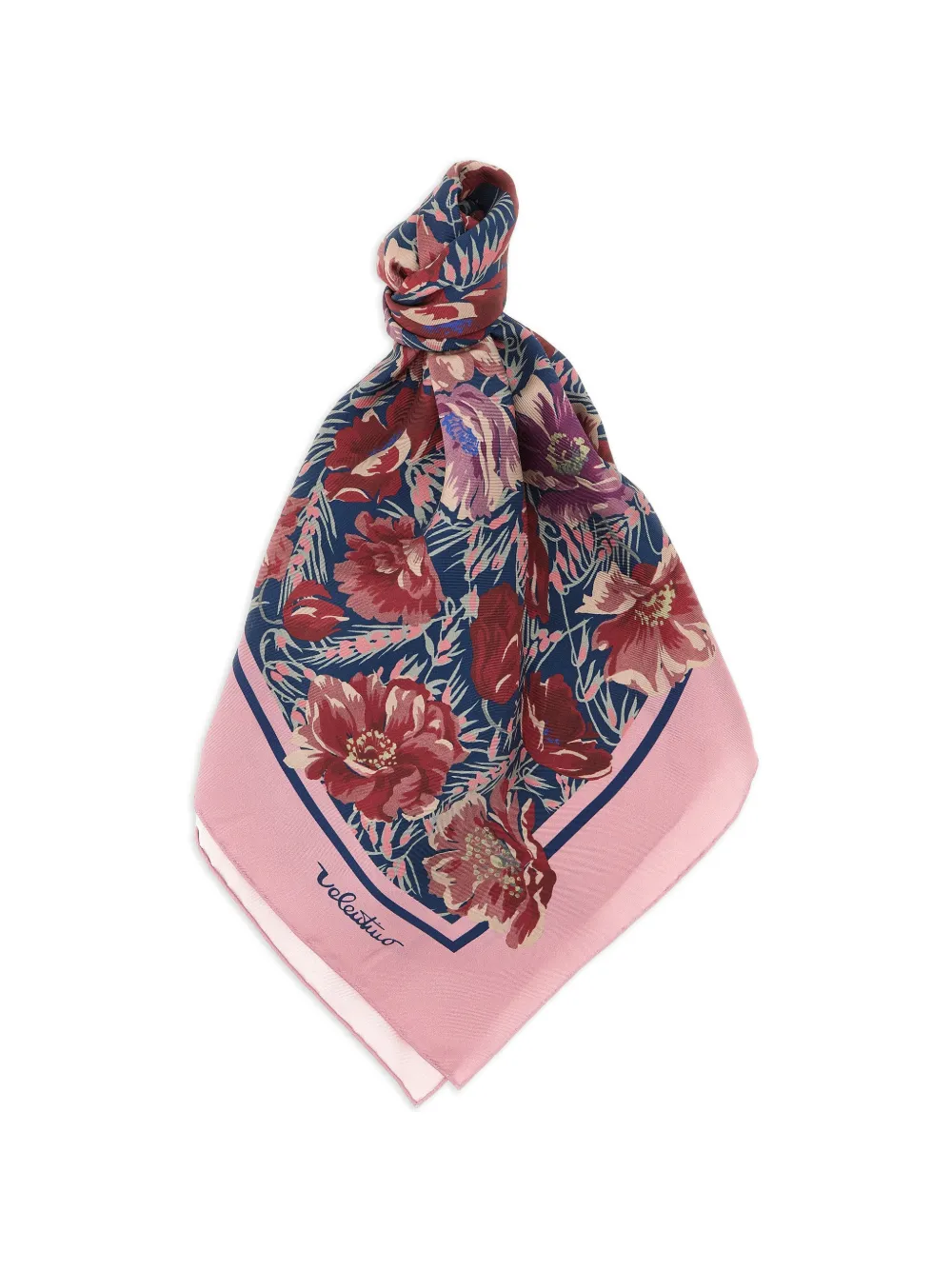 Valentino Garavani poppies print silk scarf - Blu
