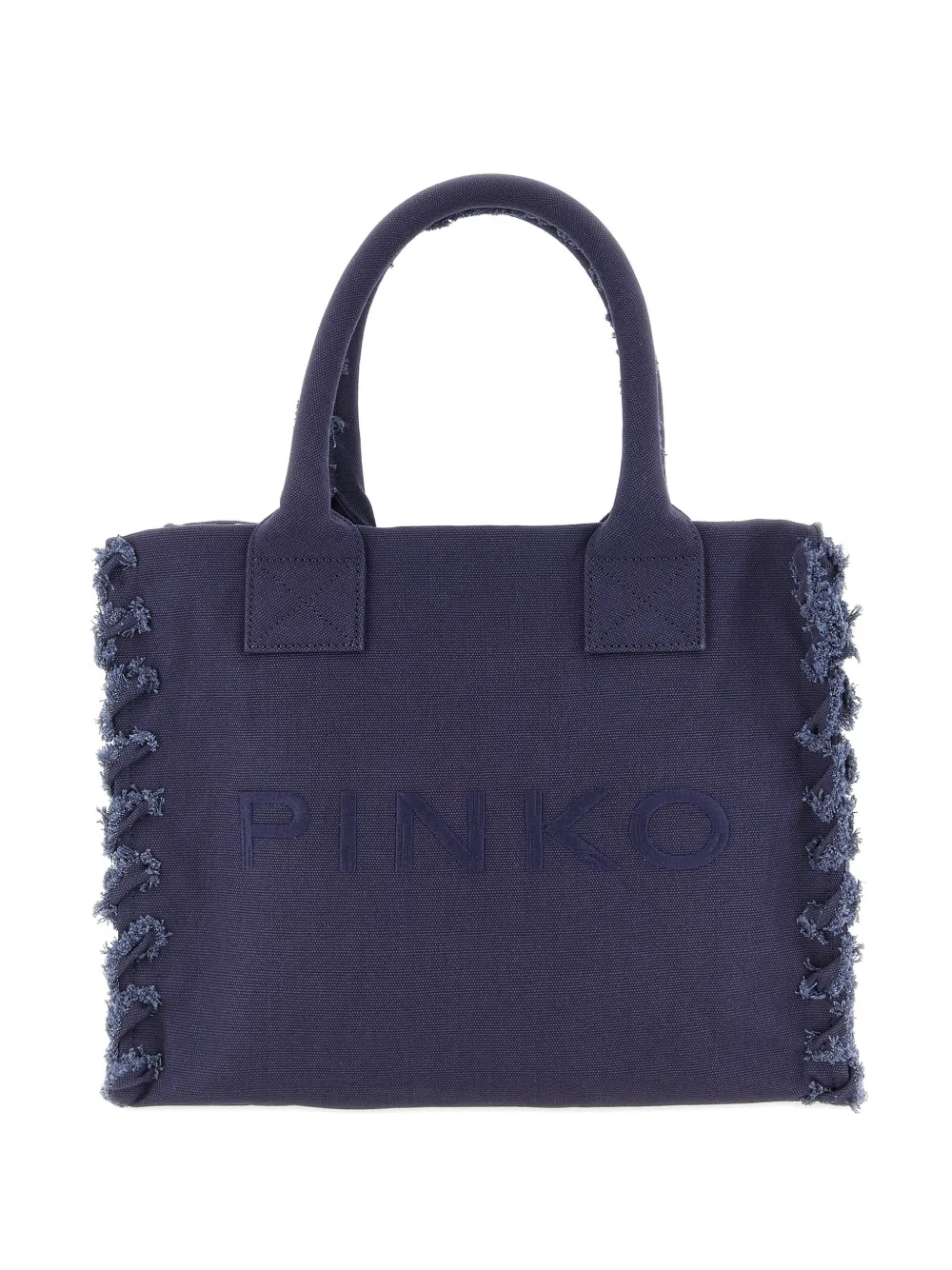 PINKO frayed lettering medium tote bag - Blu