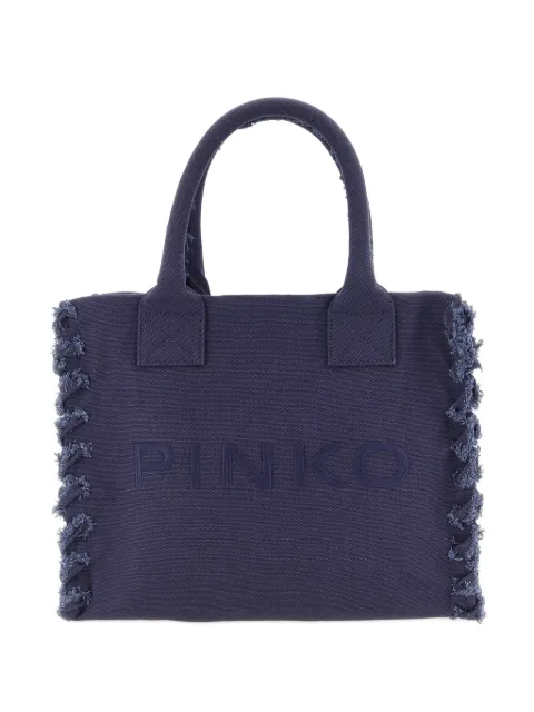 PINKO frayed lettering medium tote bag