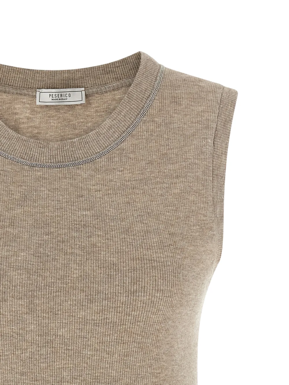 Peserico Punto Luce geribbelde top met ronde hals Beige