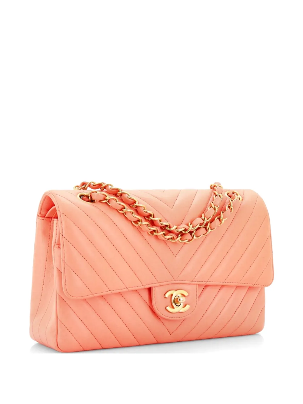 CHANEL Pre-Owned Classic Double Flap Bag Chevron Lambskin Medium shoulder bag - Rosa