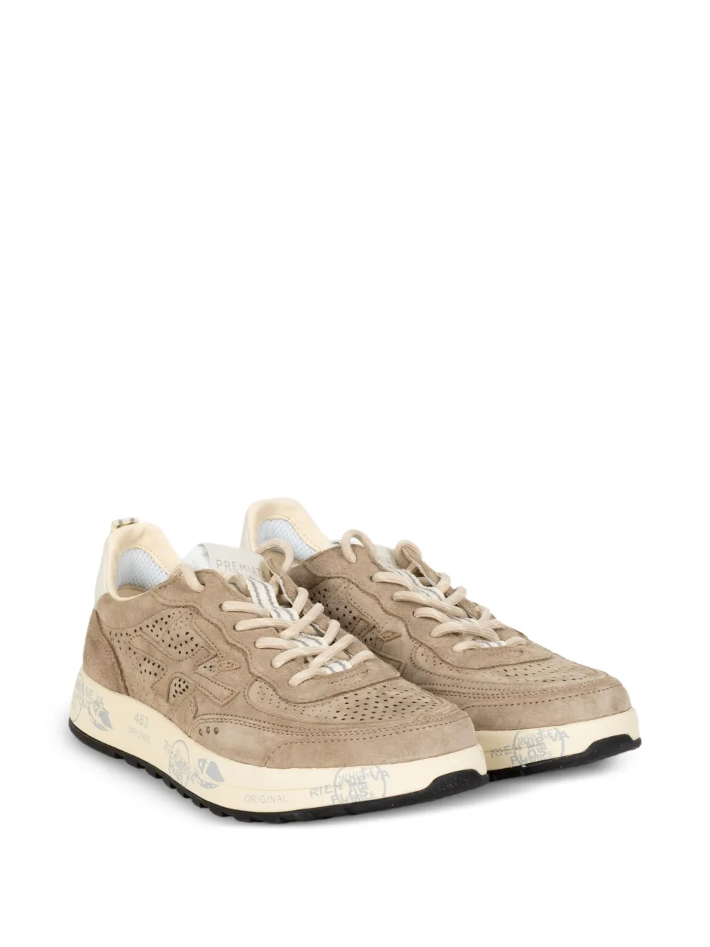 Premiata perforated-detail sneakers Beige