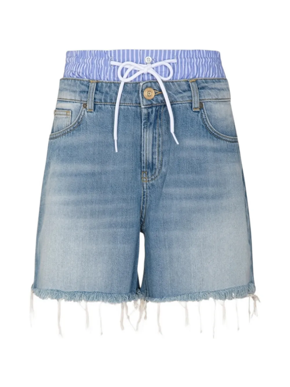 Gaelle double-waist frayed shorts - Blu