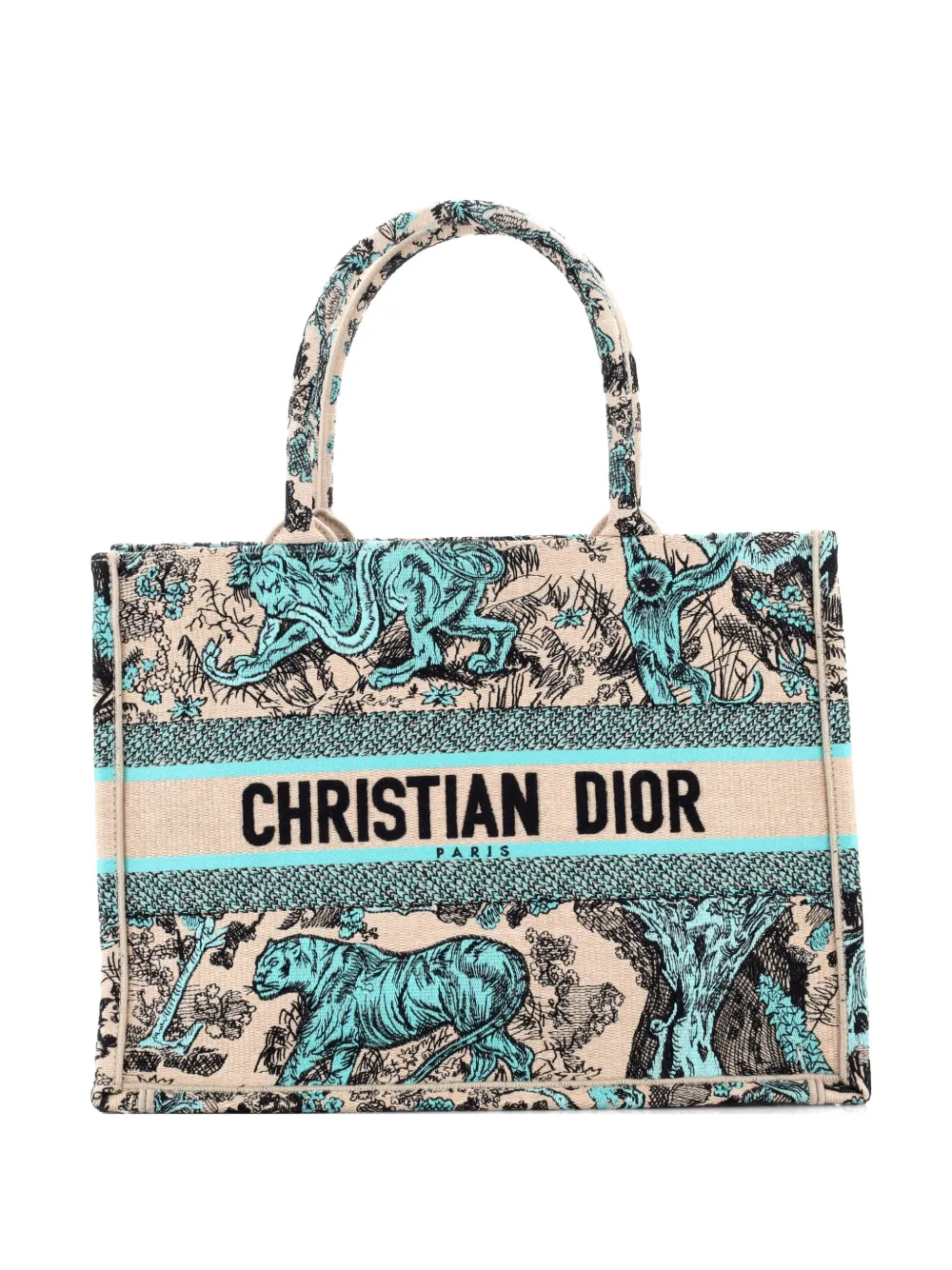 Christian Dior Pre-Owned Book Embroidered Canvas Medium tote bag - Blu
