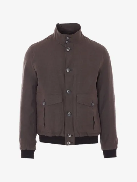 Herno buttoned high neck bomber jacket